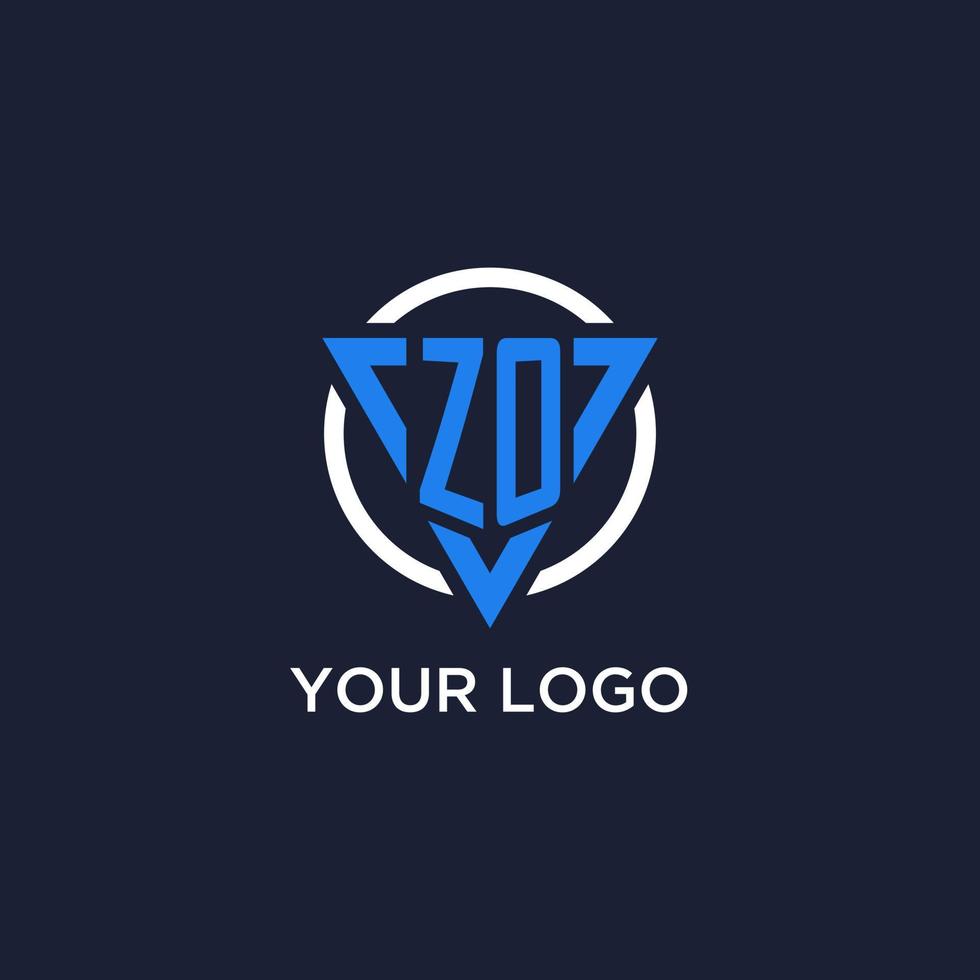 ZO monogram logo with triangle shape and circle design elements vector