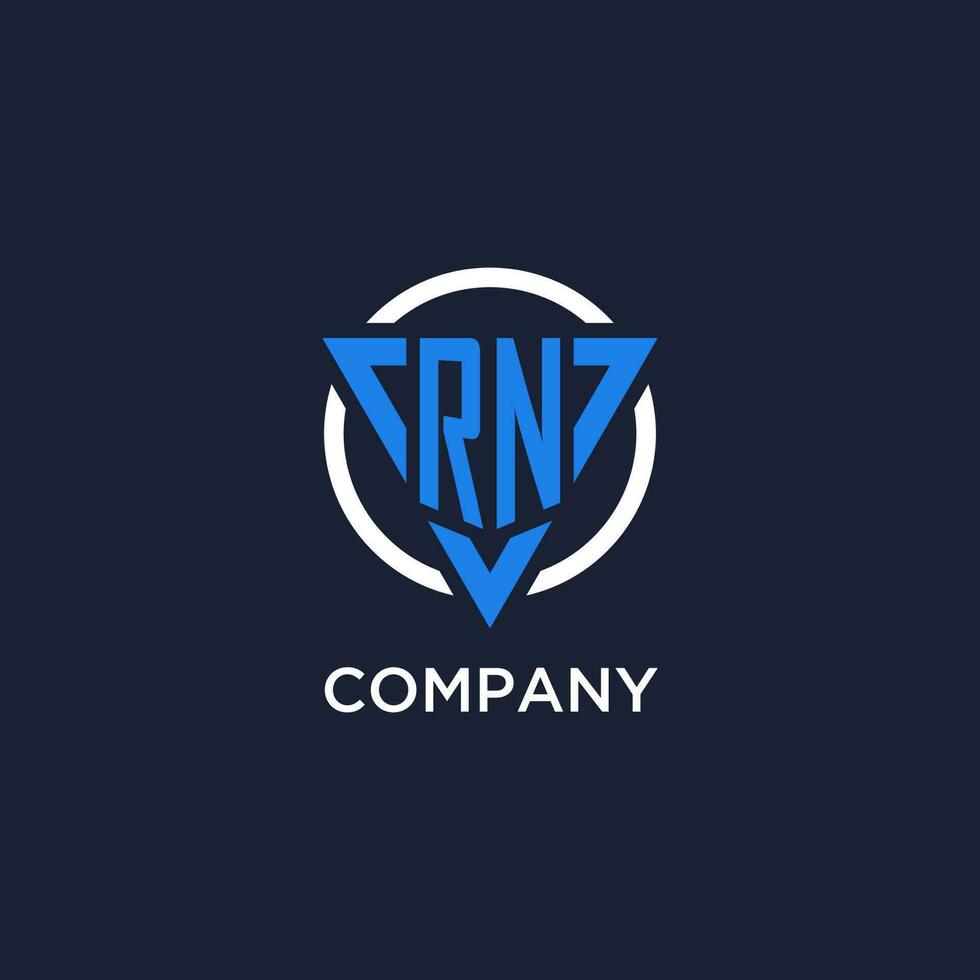 RN monogram logo with triangle shape and circle design elements vector
