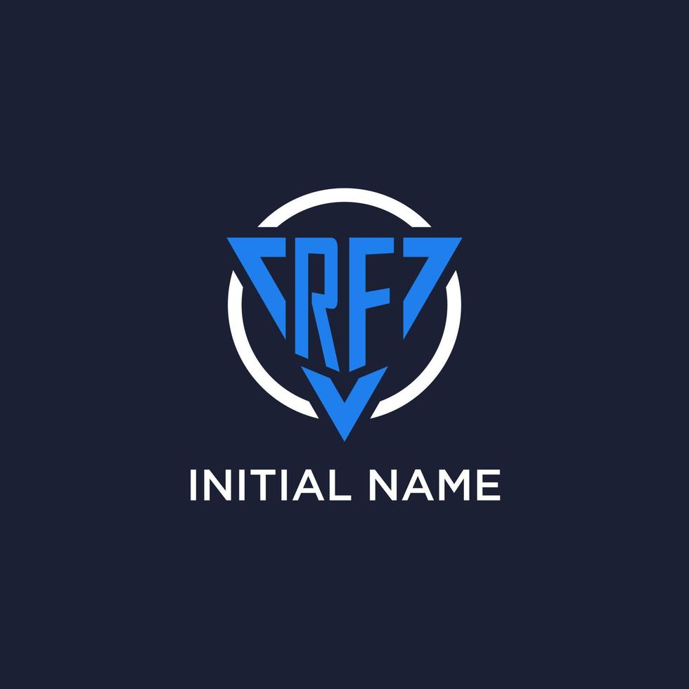RF monogram logo with triangle shape and circle design elements vector
