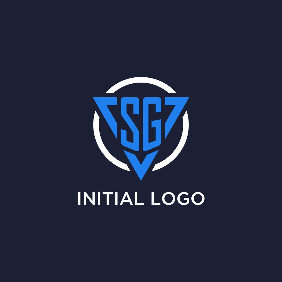 SG monogram logo with triangle shape and circle design elements vector