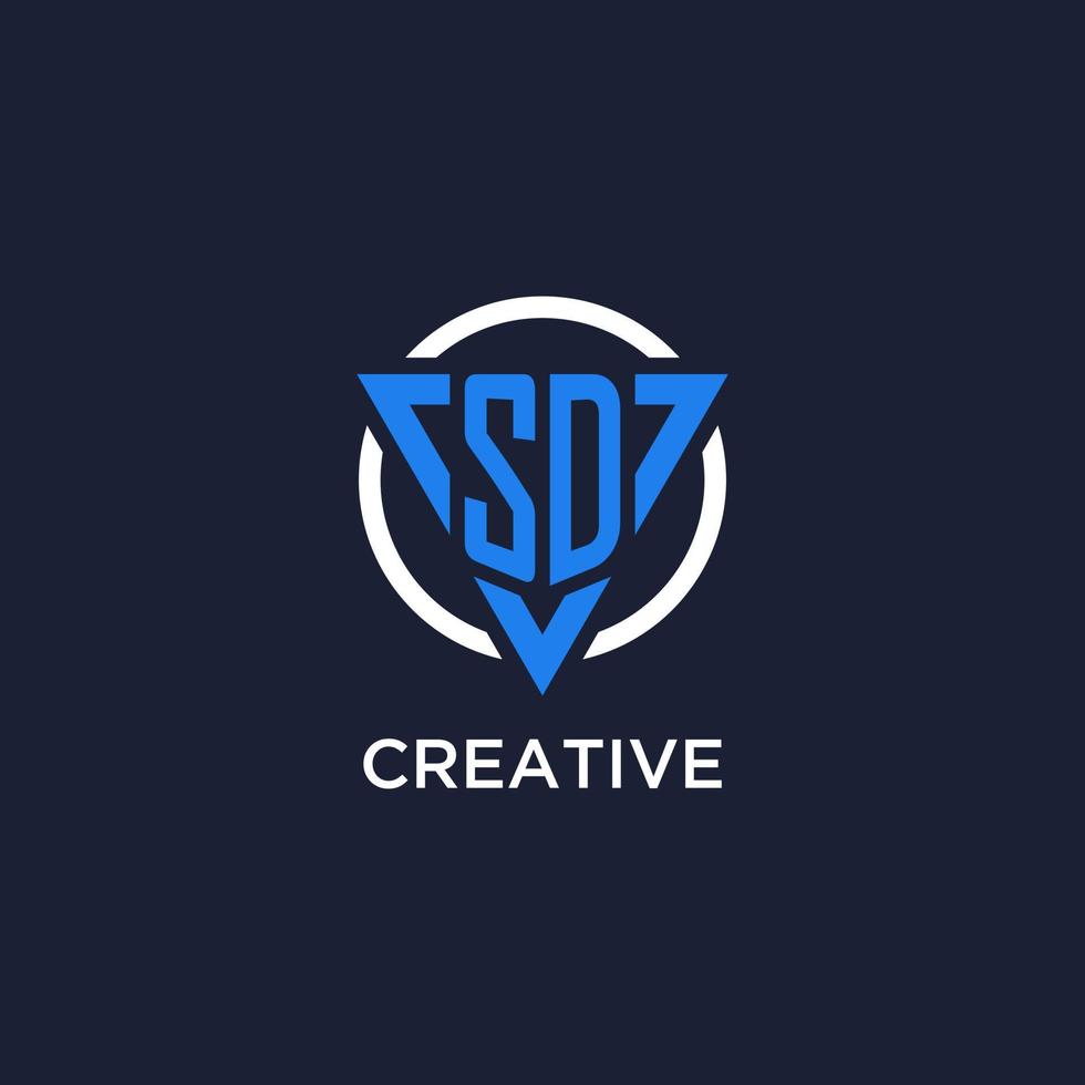 SD monogram logo with triangle shape and circle design elements vector