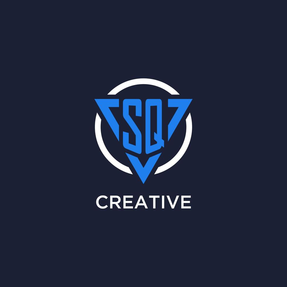 SQ monogram logo with triangle shape and circle design elements vector