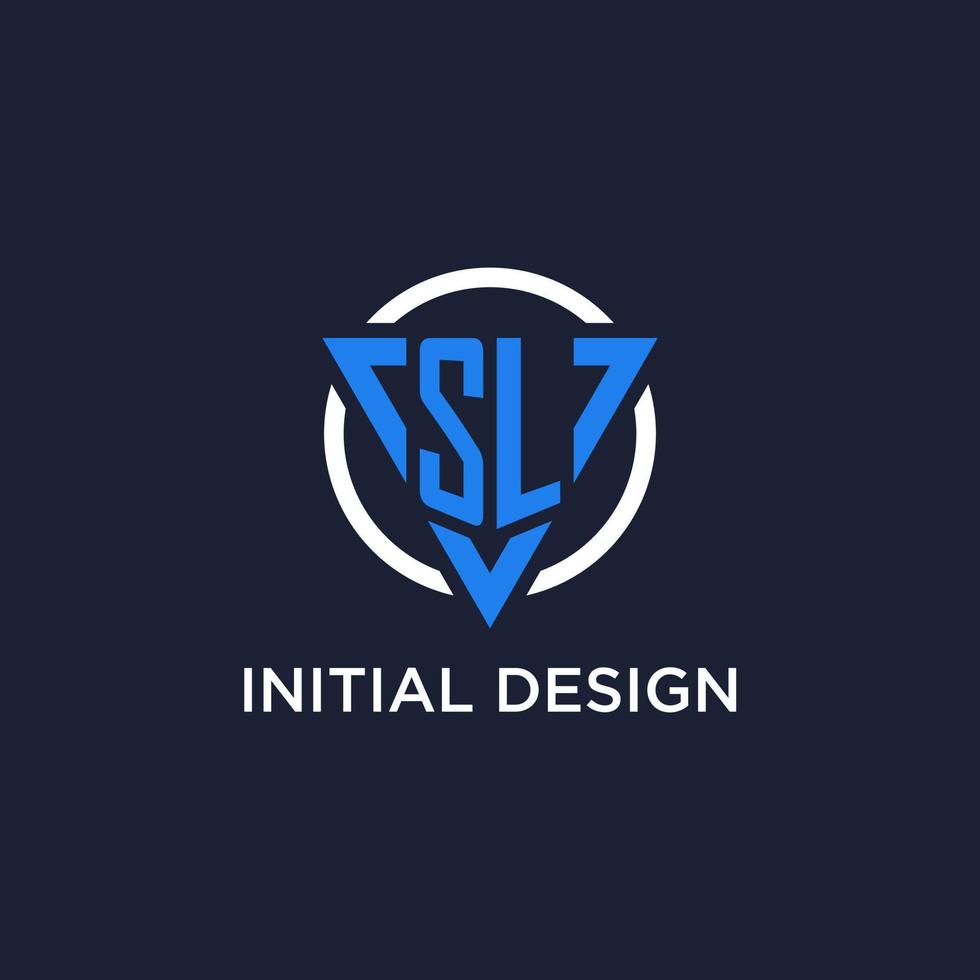 SL monogram logo with triangle shape and circle design elements vector