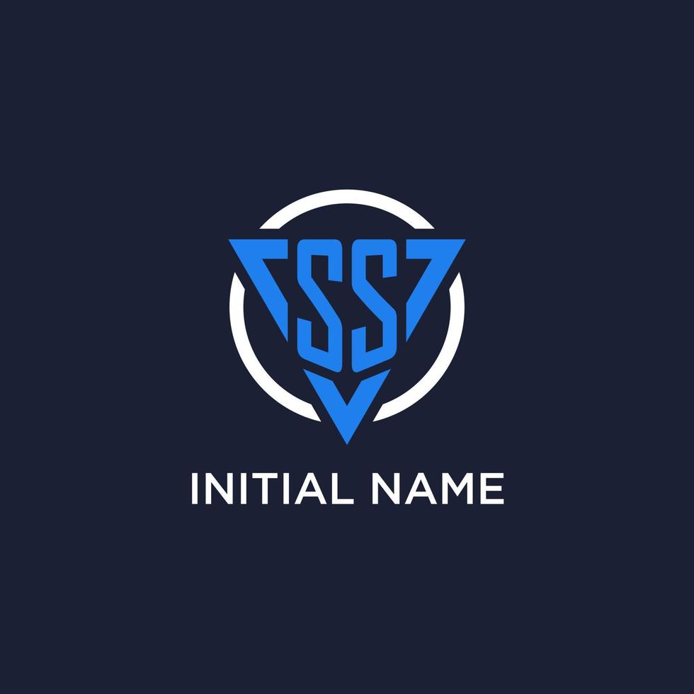 SS monogram logo with triangle shape and circle design elements vector