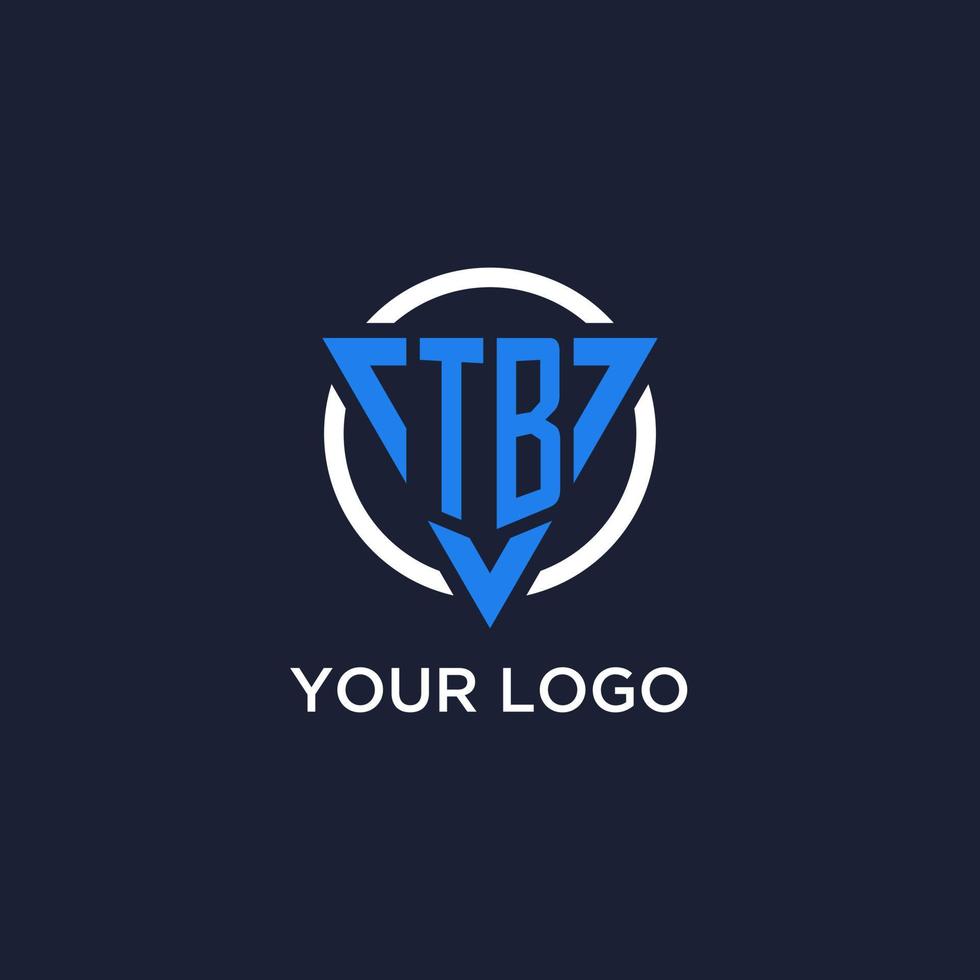 TB monogram logo with triangle shape and circle design elements vector