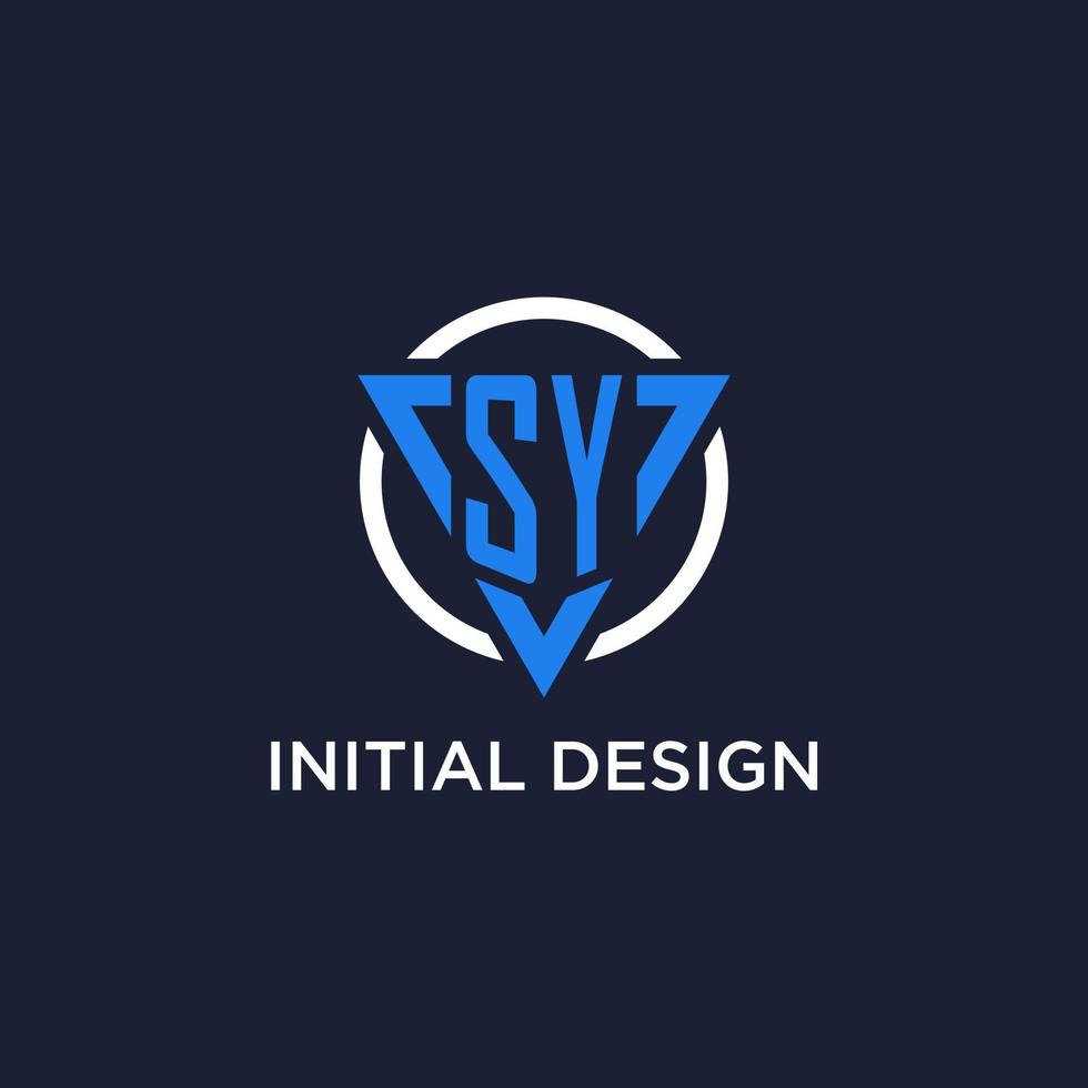 SY monogram logo with triangle shape and circle design elements vector