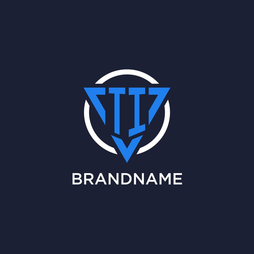TI monogram logo with triangle shape and circle design elements vector