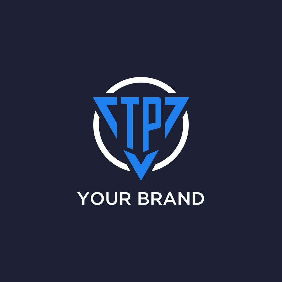 TP monogram logo with triangle shape and circle design elements vector