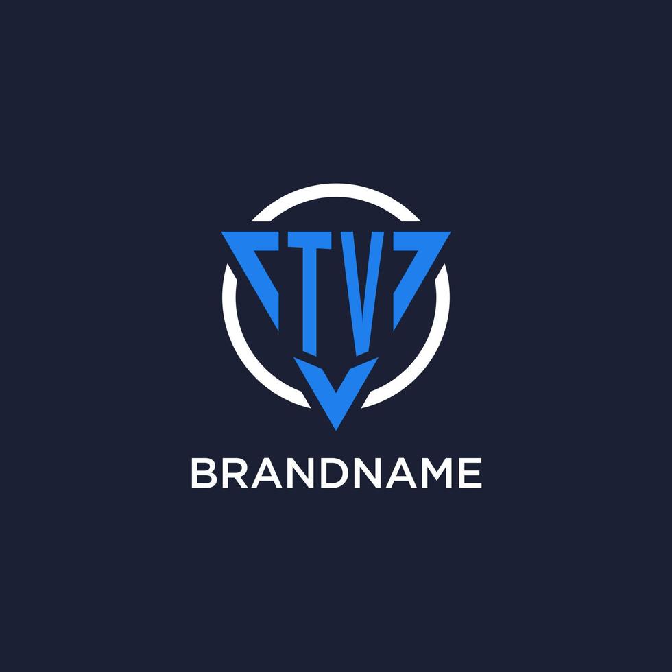 TV monogram logo with triangle shape and circle design elements vector