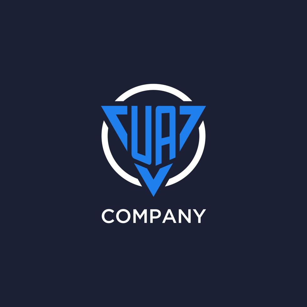 UA monogram logo with triangle shape and circle design elements vector