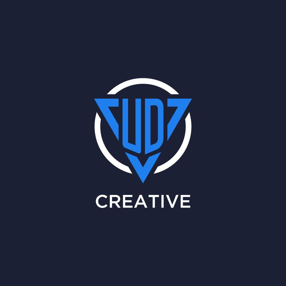 UD monogram logo with triangle shape and circle design elements vector