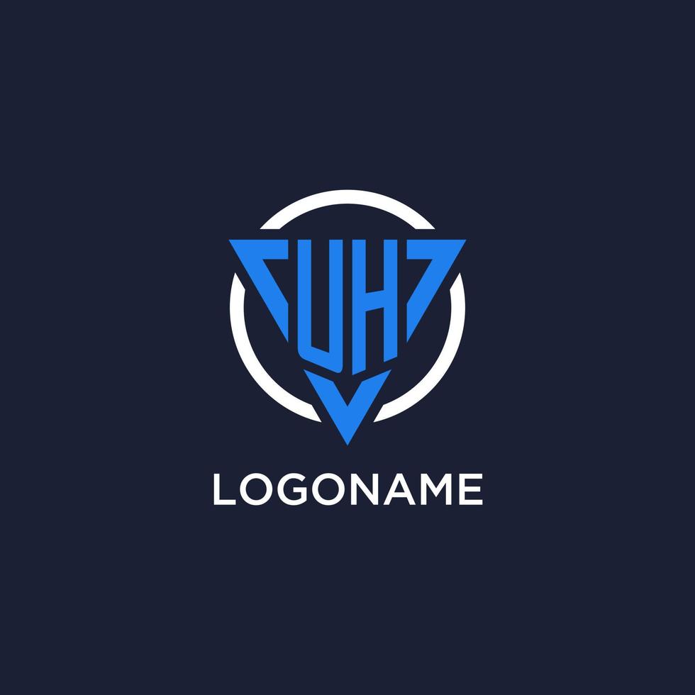 UH monogram logo with triangle shape and circle design elements vector