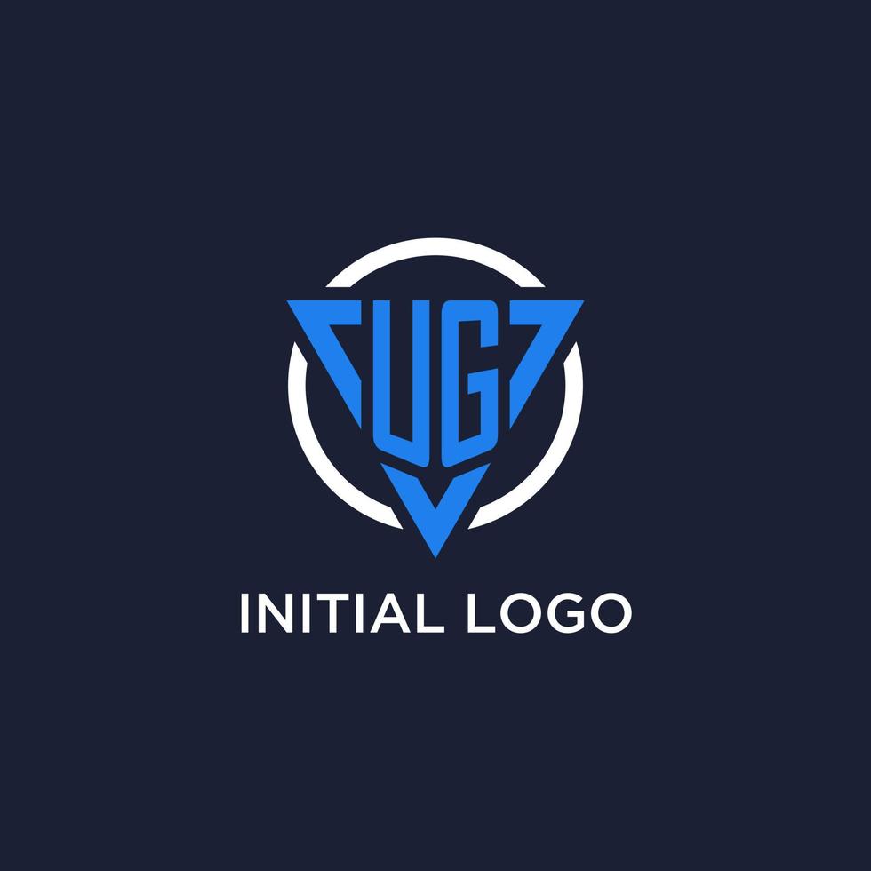 UG monogram logo with triangle shape and circle design elements vector
