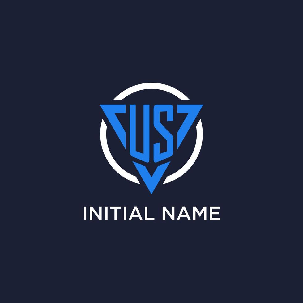 US monogram logo with triangle shape and circle design elements vector