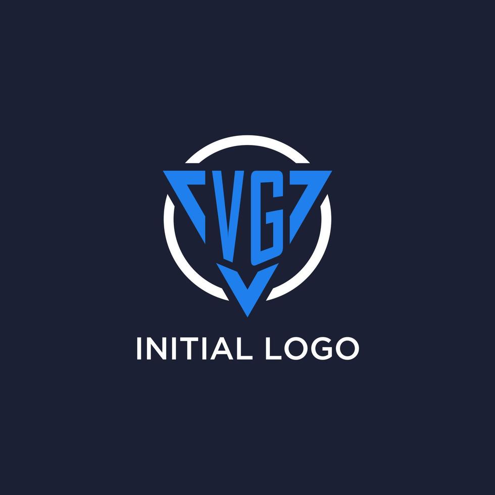 VG monogram logo with triangle shape and circle design elements vector