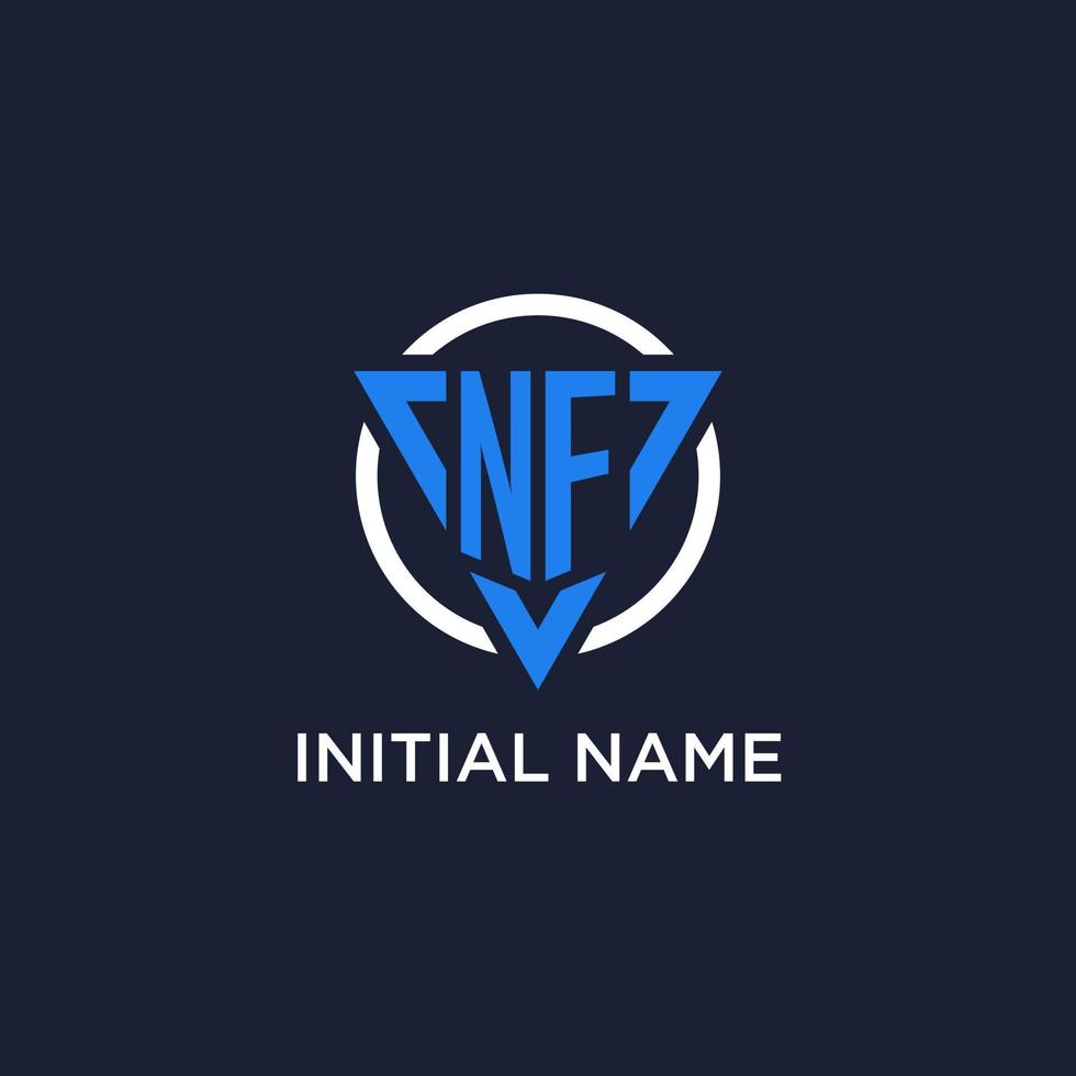 NF monogram logo with triangle shape and circle design elements vector