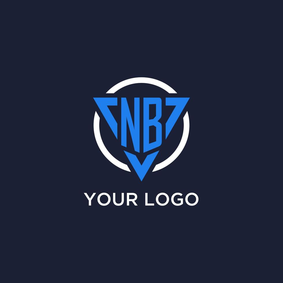 NB monogram logo with triangle shape and circle design elements vector