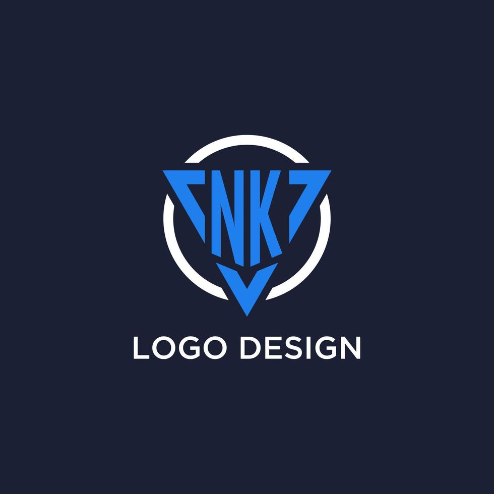 nk monograma logo con triángulo forma y circulo diseño elementos vector