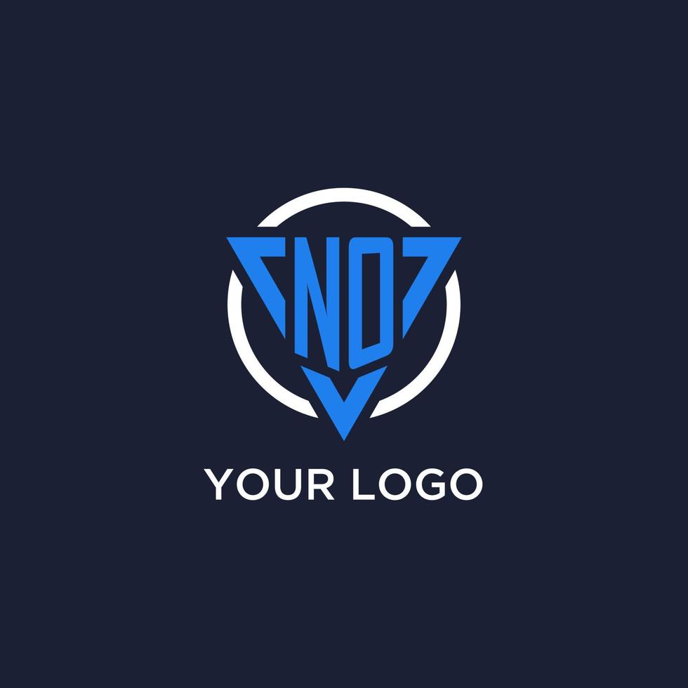 NO monogram logo with triangle shape and circle design elements vector