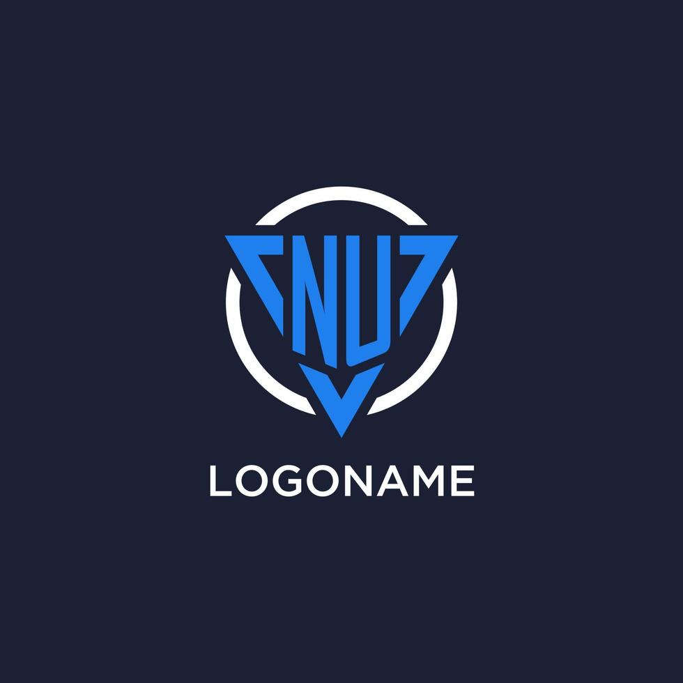 NU monogram logo with triangle shape and circle design elements vector