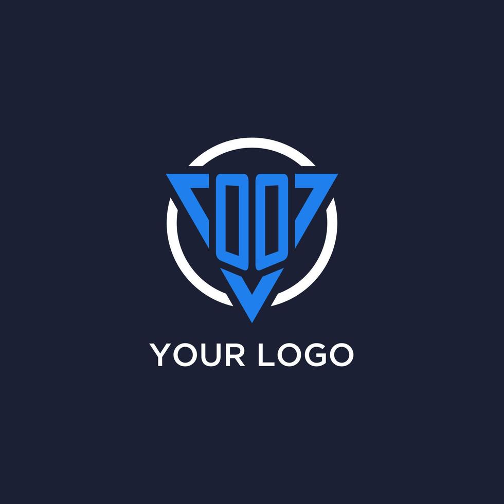 OO monogram logo with triangle shape and circle design elements vector