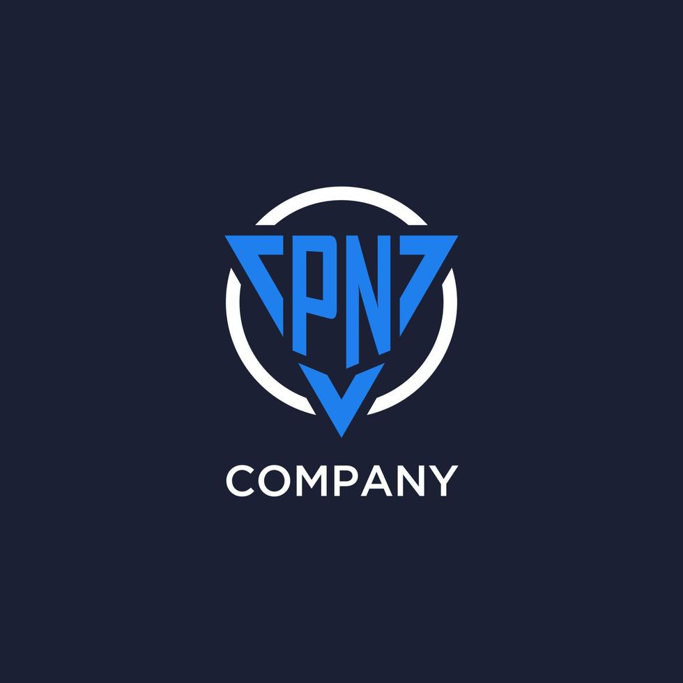 PN monogram logo with triangle shape and circle design elements vector