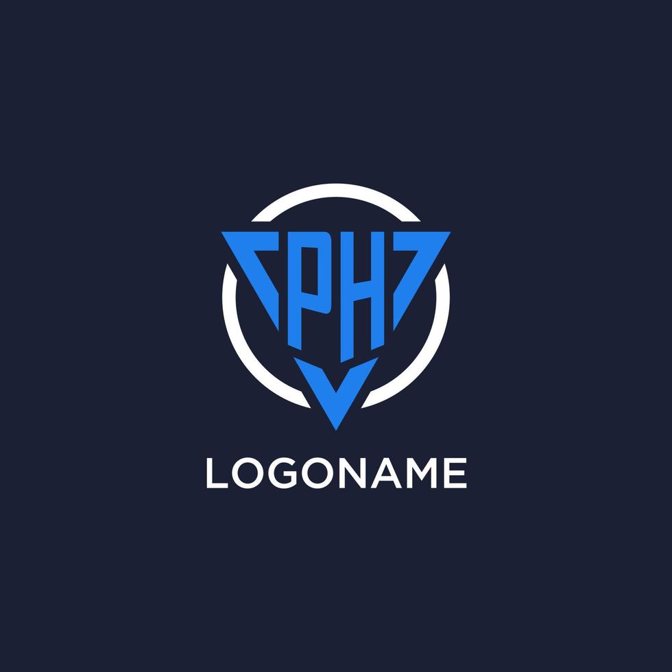 PH monogram logo with triangle shape and circle design elements vector
