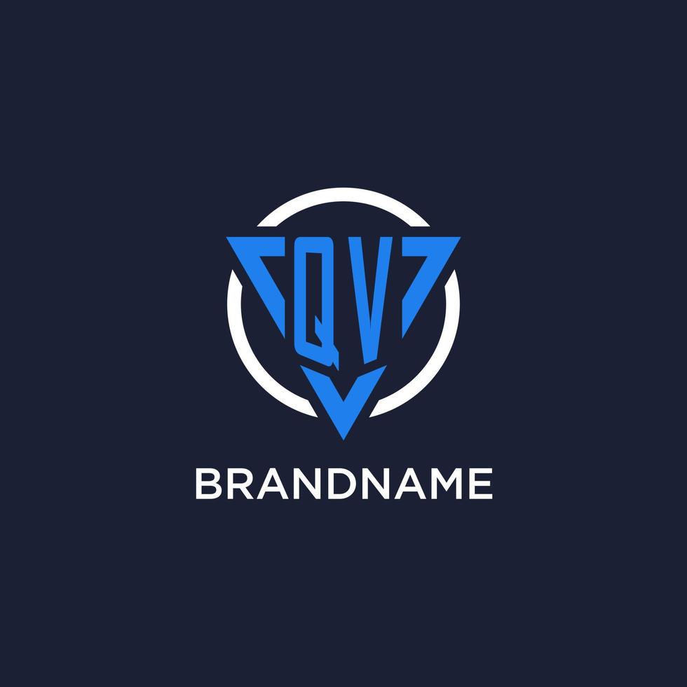 QV monogram logo with triangle shape and circle design elements vector