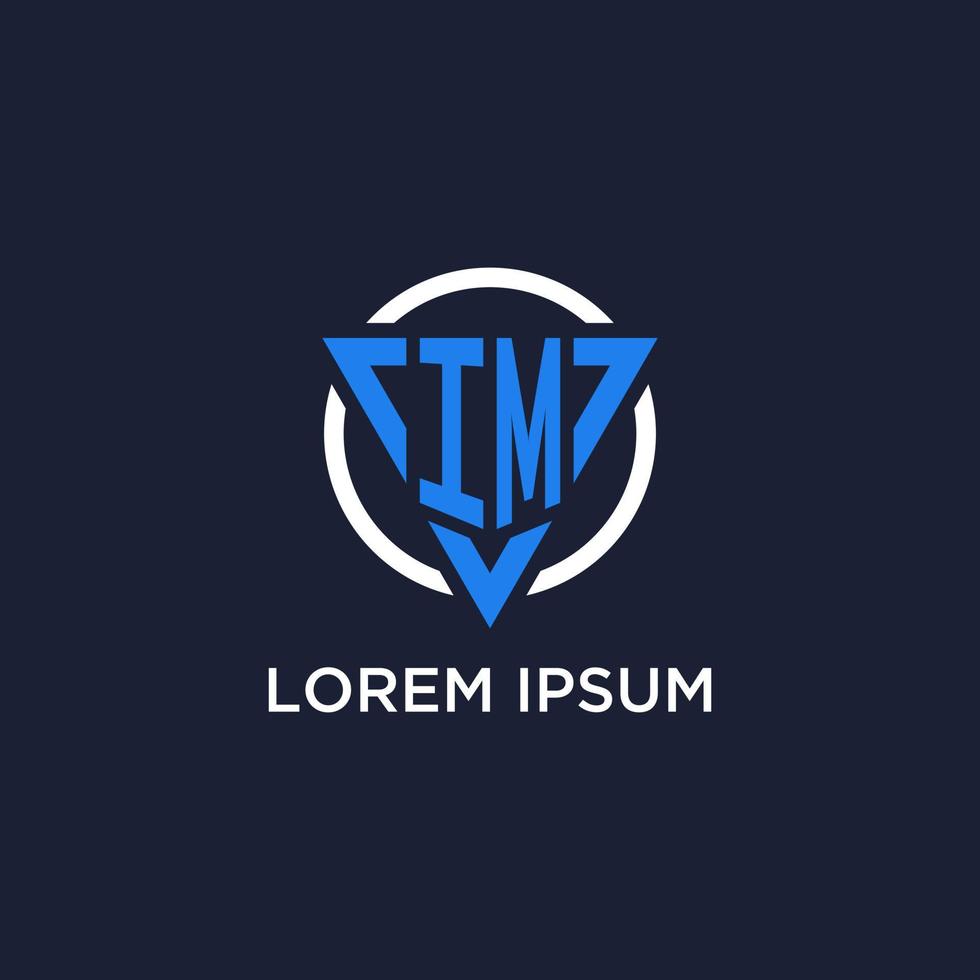 IM monogram logo with triangle shape and circle design elements vector