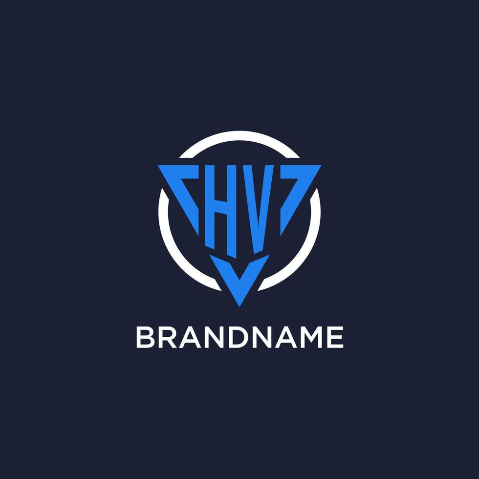 HV monogram logo with triangle shape and circle design elements vector