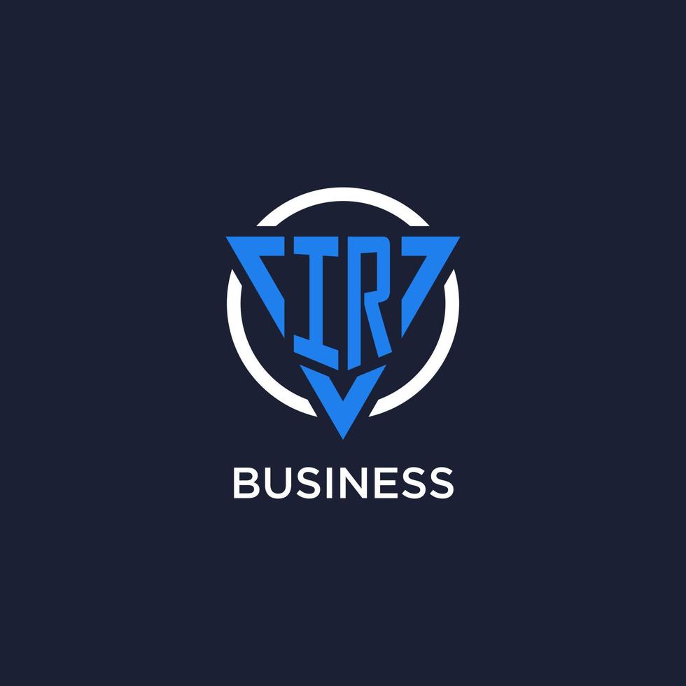 IR monogram logo with triangle shape and circle design elements vector