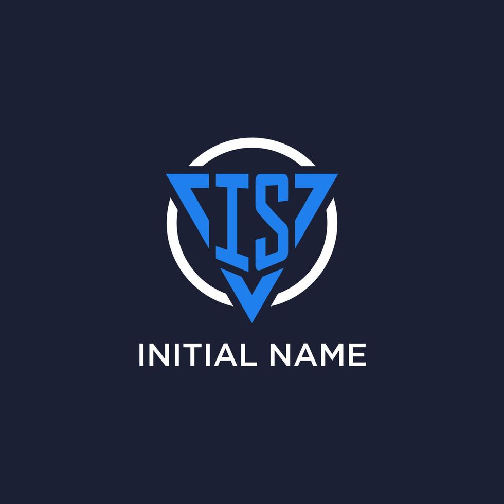 IS monogram logo with triangle shape and circle design elements vector