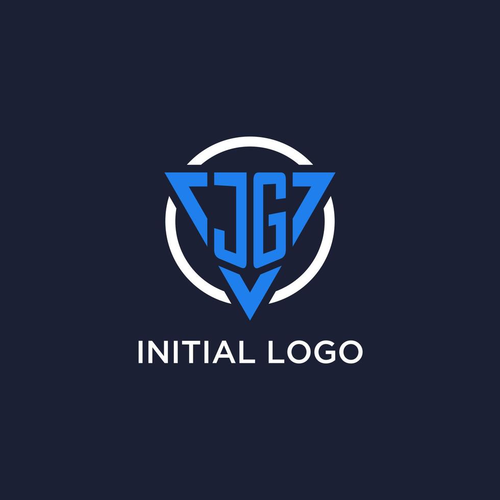 JG monogram logo with triangle shape and circle design elements vector