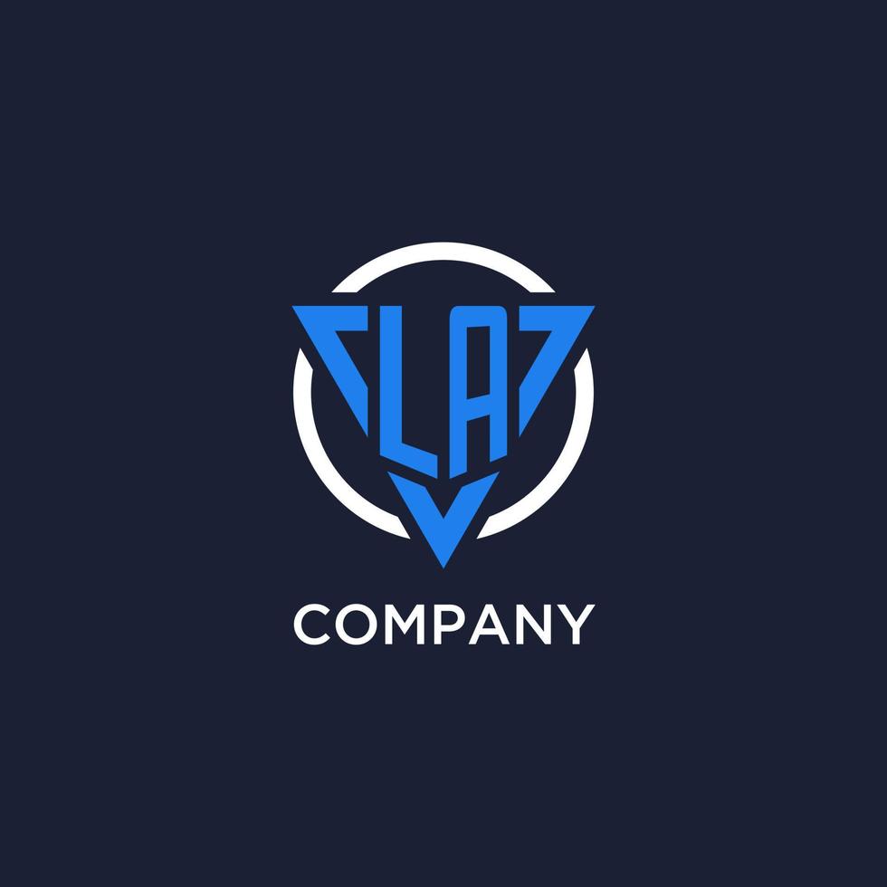 LA monogram logo with triangle shape and circle design elements vector