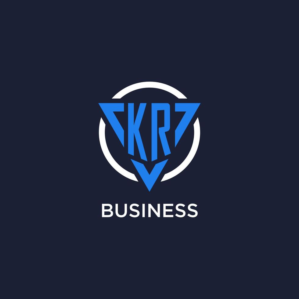 KR monogram logo with triangle shape and circle design elements vector