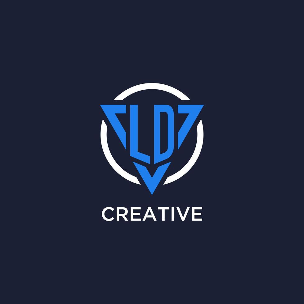 LD monogram logo with triangle shape and circle design elements vector