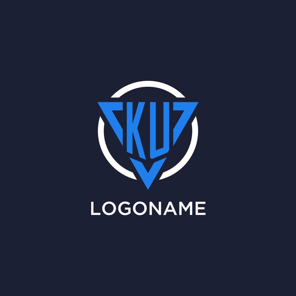 KU monogram logo with triangle shape and circle design elements vector