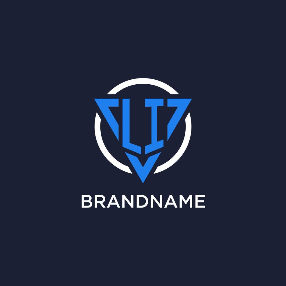 LI monogram logo with triangle shape and circle design elements vector