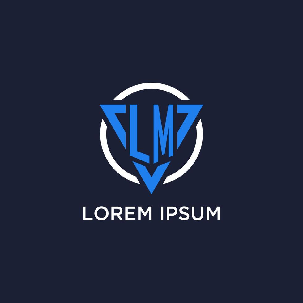 LM monogram logo with triangle shape and circle design elements vector