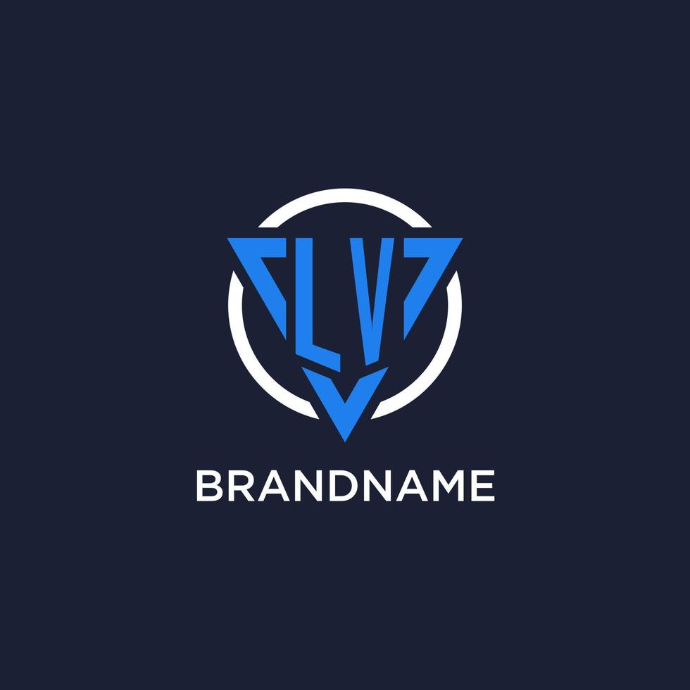 LV monogram logo with triangle shape and circle design elements vector