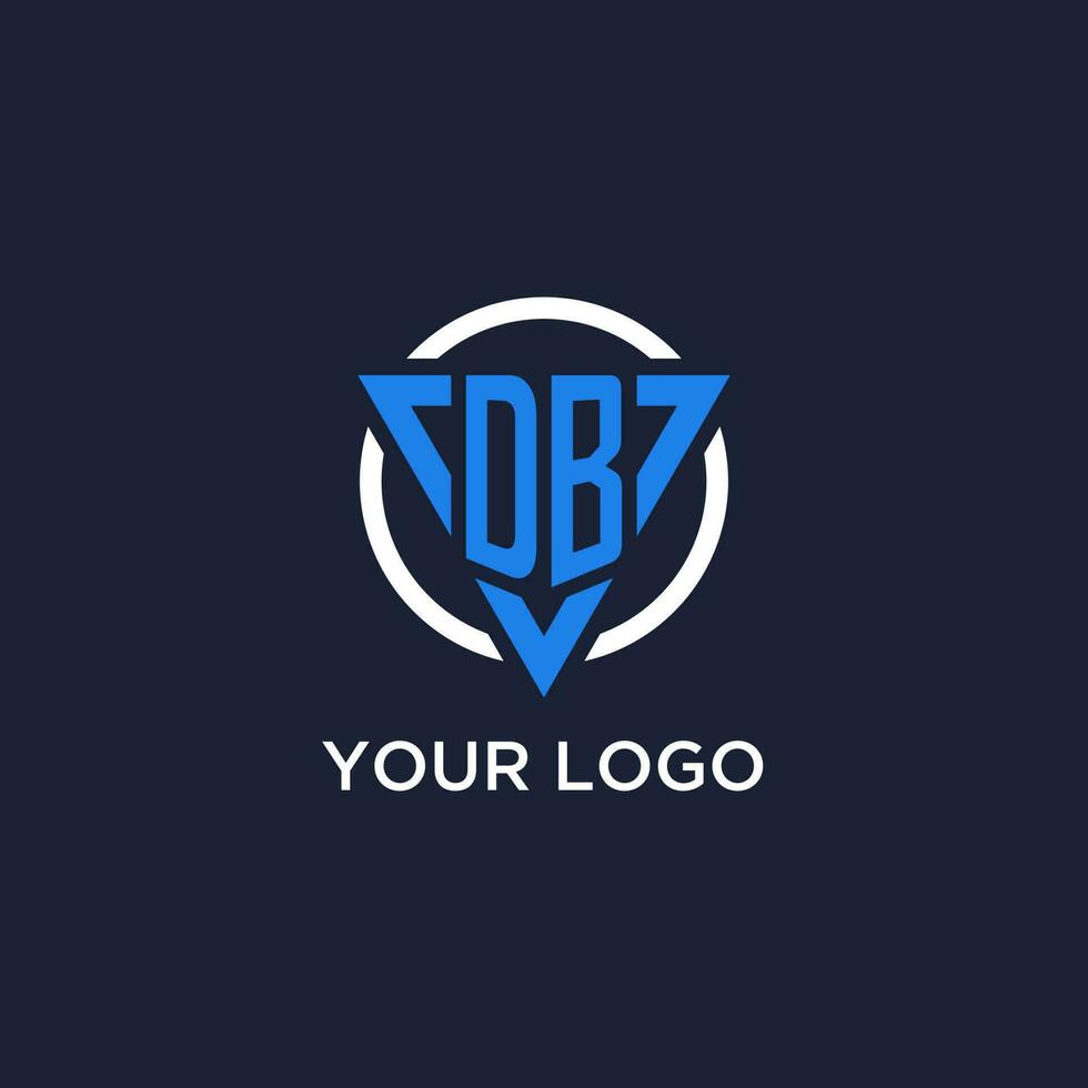 DB monogram logo with triangle shape and circle design elements vector