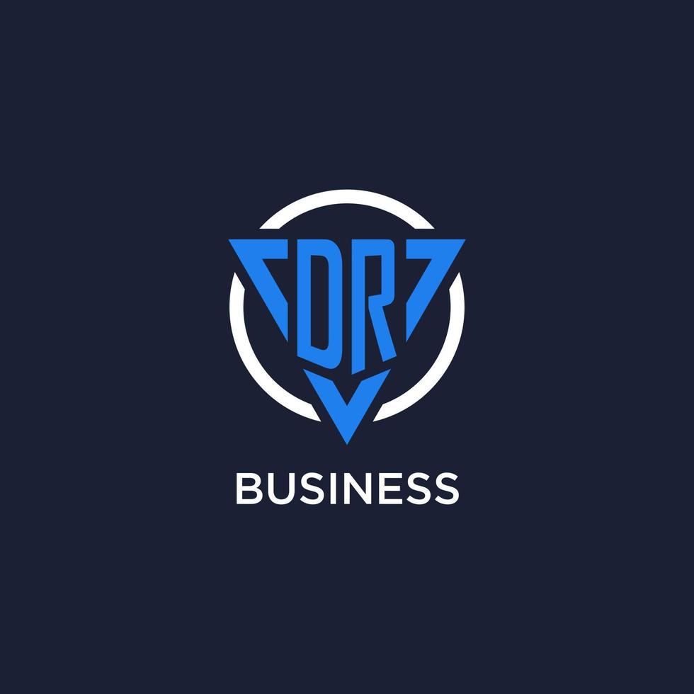 DR monogram logo with triangle shape and circle design elements vector