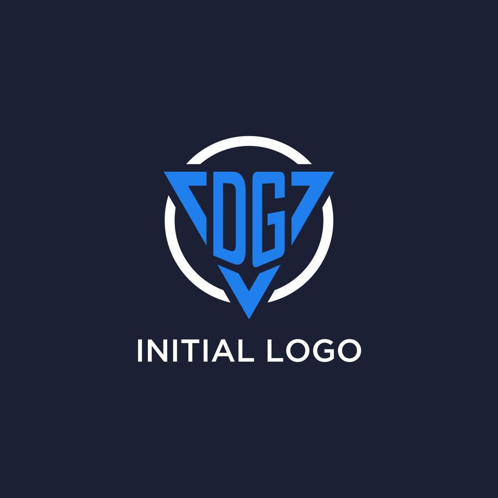 DG monogram logo with triangle shape and circle design elements vector