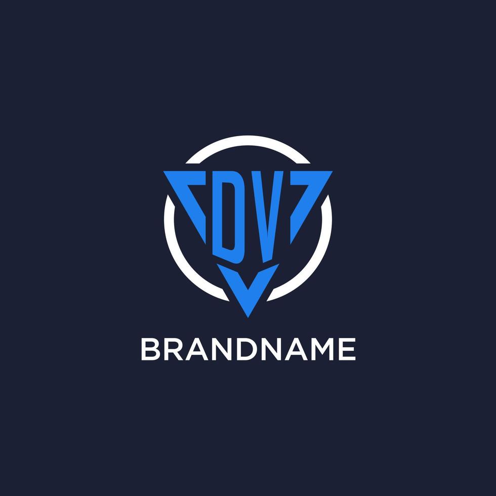 DV monogram logo with triangle shape and circle design elements vector