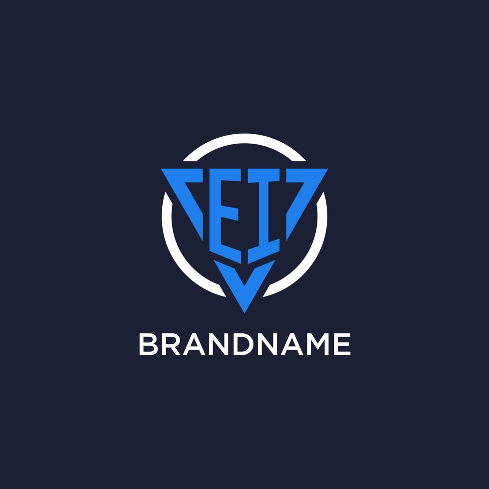 EI monogram logo with triangle shape and circle design elements vector