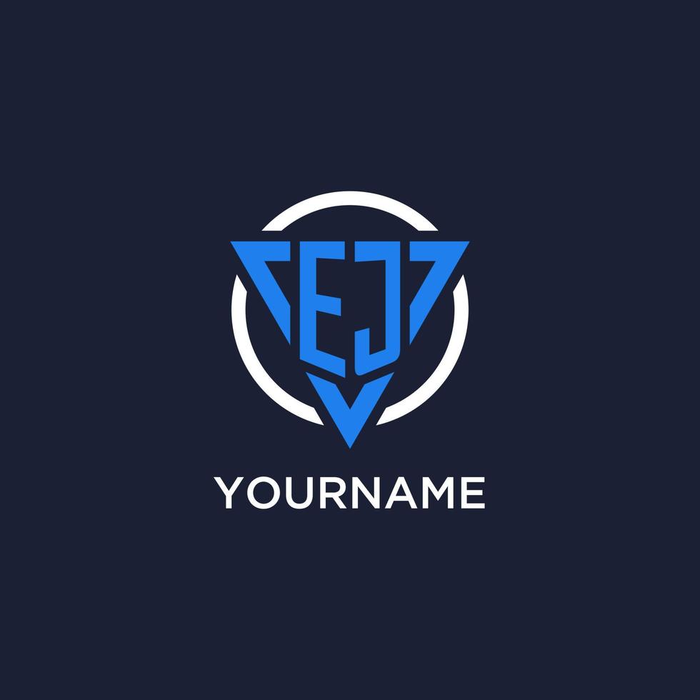 EJ monogram logo with triangle shape and circle design elements vector