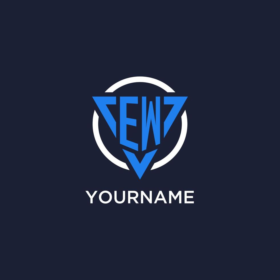 EW monogram logo with triangle shape and circle design elements vector