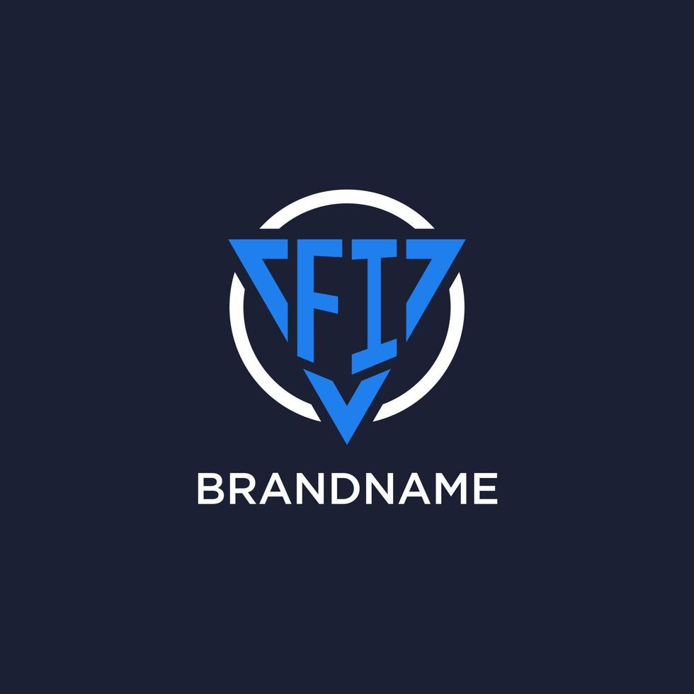 FI monogram logo with triangle shape and circle design elements vector