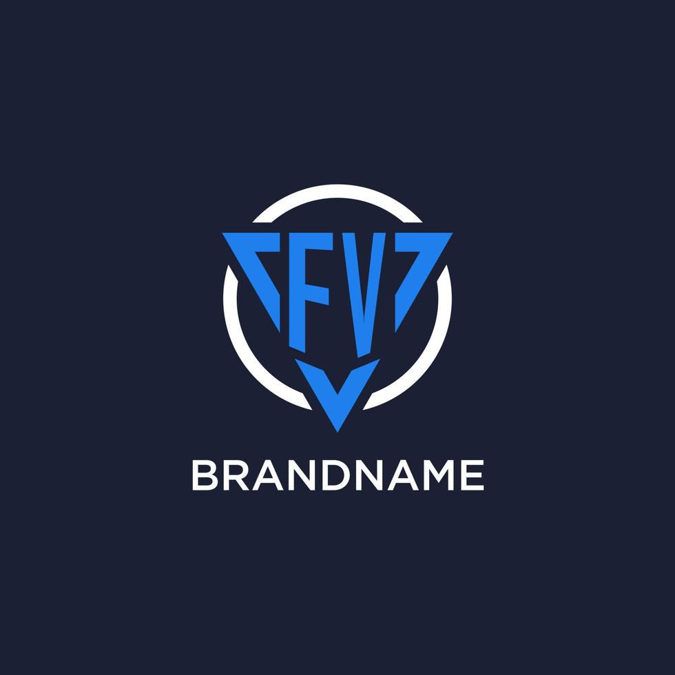 FV monogram logo with triangle shape and circle design elements vector
