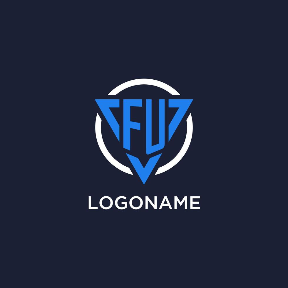 FU monogram logo with triangle shape and circle design elements vector